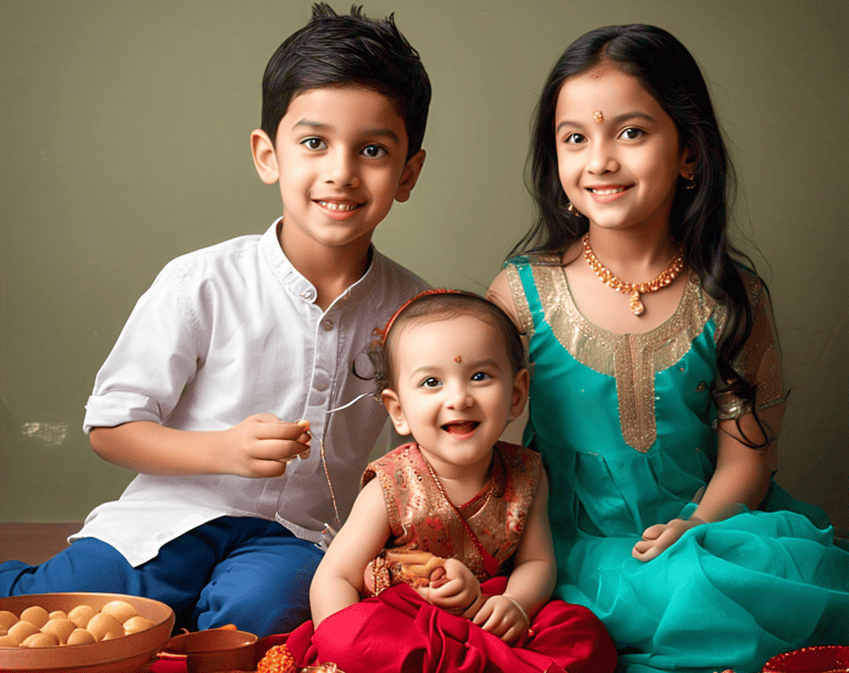 celebrating Raksha Bandhan with traditional sweets and decorations